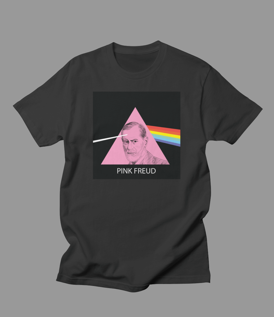 Image of Freud inside a pink triangle with the words "Pink Freud" at the bottom