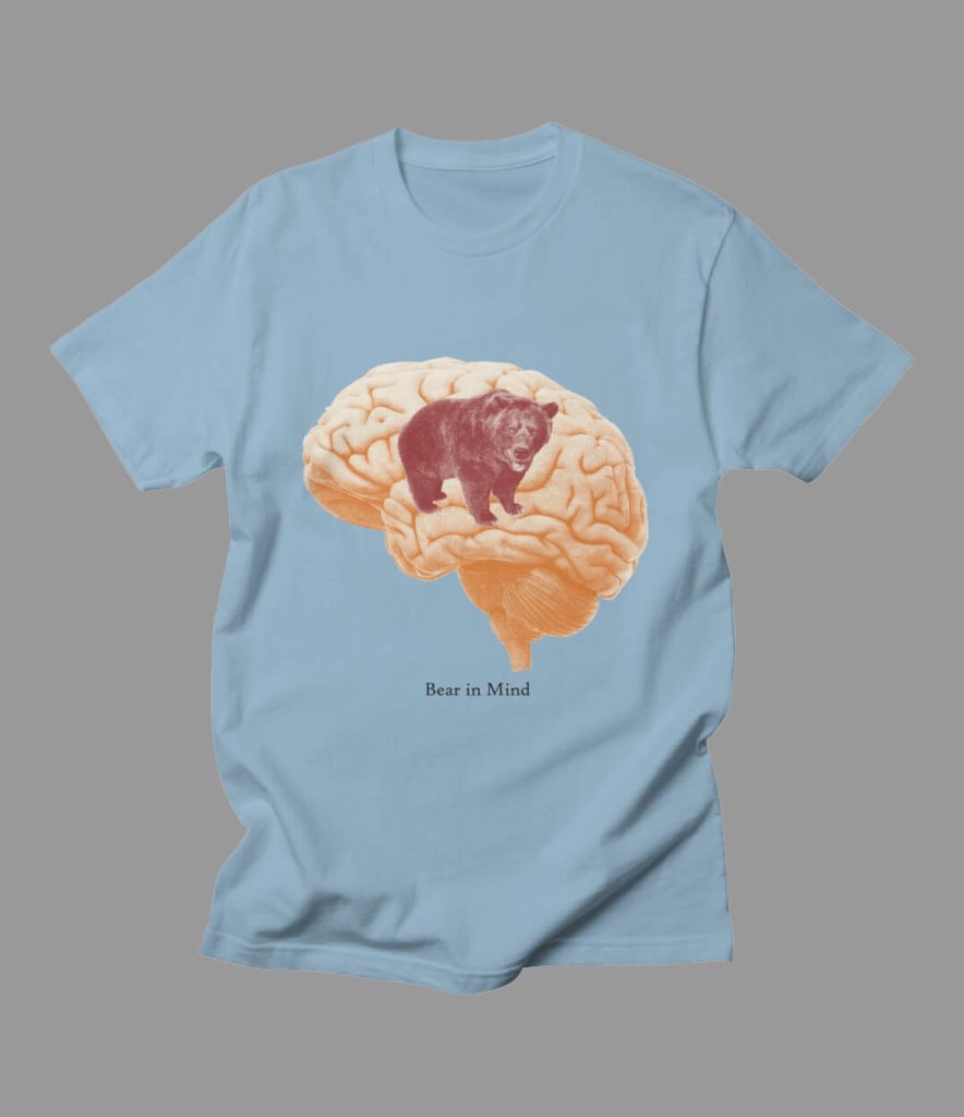 An image of a bear superimposed on a brain. The words 'bear in mind' are written below the image.