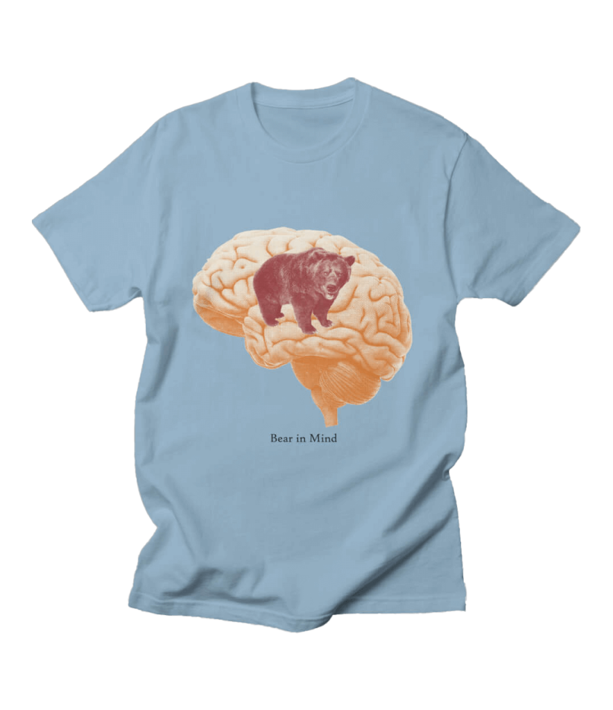 An image of a bear superimposed on a brain. The words 'bear in mind' are written below the image.