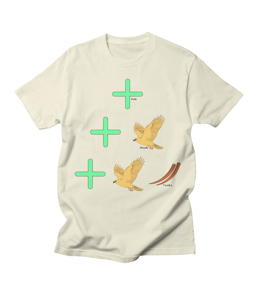 An illustration called Ad Hoc where "Ad" is represented by a plus sign and labeled "add" and "Hoc" is represented by a hawk and labeled "hawk."